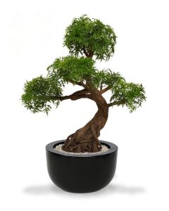Ming Aralia Bonsai kunstboom op voet 90cm - groen - UV bestendig