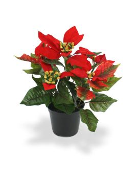 Poinsettia kunstplant 25cm in pot - rood