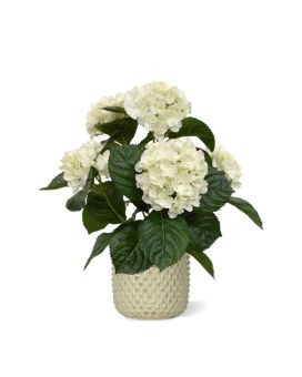 Hortensia kunstplant 40cm creme in pot