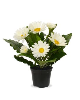 Gerbera kunstplant in pot 30cm - creme