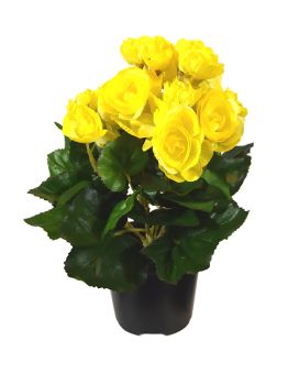 Begonia kunstplant in potje 20cm - geel