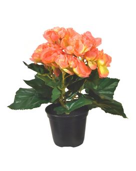 Begonia kunstplant in potje 20cm - zalm