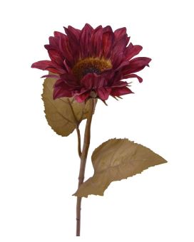 Zonnebloem kunsttak M 65 cm burgundy