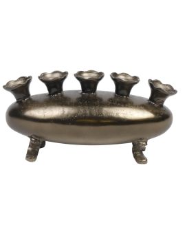 Aluminium Vaas Oval Antique Nickel 33x17cm