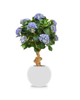 Hortensia deluxe kunstplant op stam 90cm - blauw