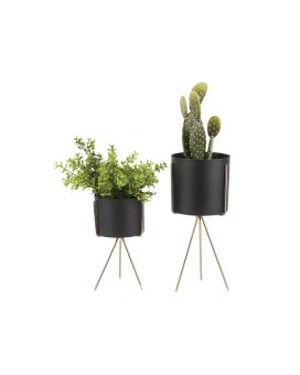 Plantenpot Set Pedestal – zwart